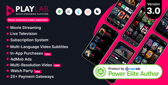 PlayLab - Cross Platform on Demand Movie Streaming Mobile Application v3.0