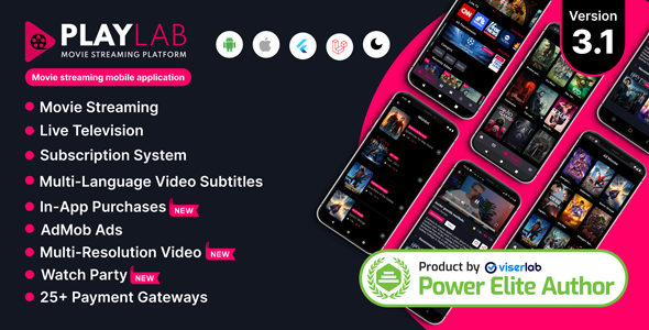 PlayLab - Cross Platform on Demand Movie Streaming Mobile Application v3.1