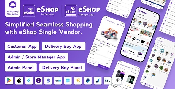 eShop- eCommerce Single Vendor App | Shopping eCommerce App with Flutter v4.3.0