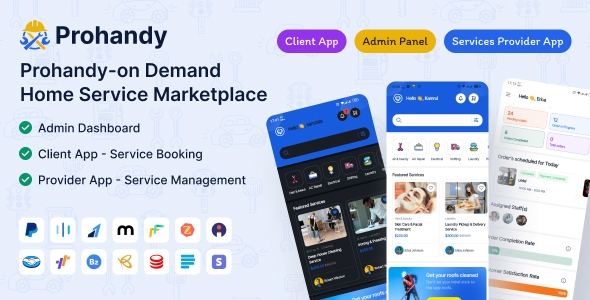 Prohandy - On-Demand Handyman & HomService Provider Marketplace Platform  v1.0.5