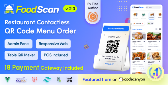 FoodScan - Qr Code Restaurant Menu Maker and Contactless Table Ordering System with Restaurant POS v2.3