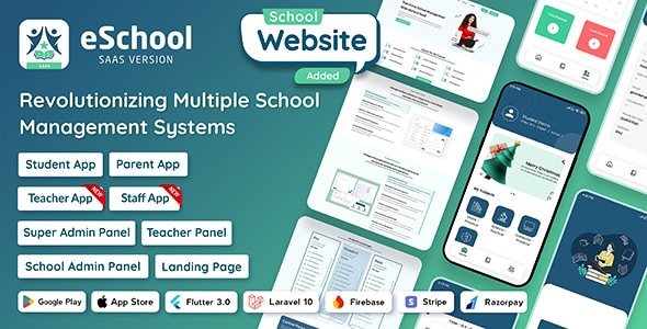 eSchool SaaS - School Management System with Student | Parents Flutter App | Laravel Admin v1.3.3