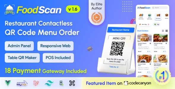 FoodScan - Qr Code Restaurant Menu Maker and Contactless Table Ordering System with Restaurant POS v1.6